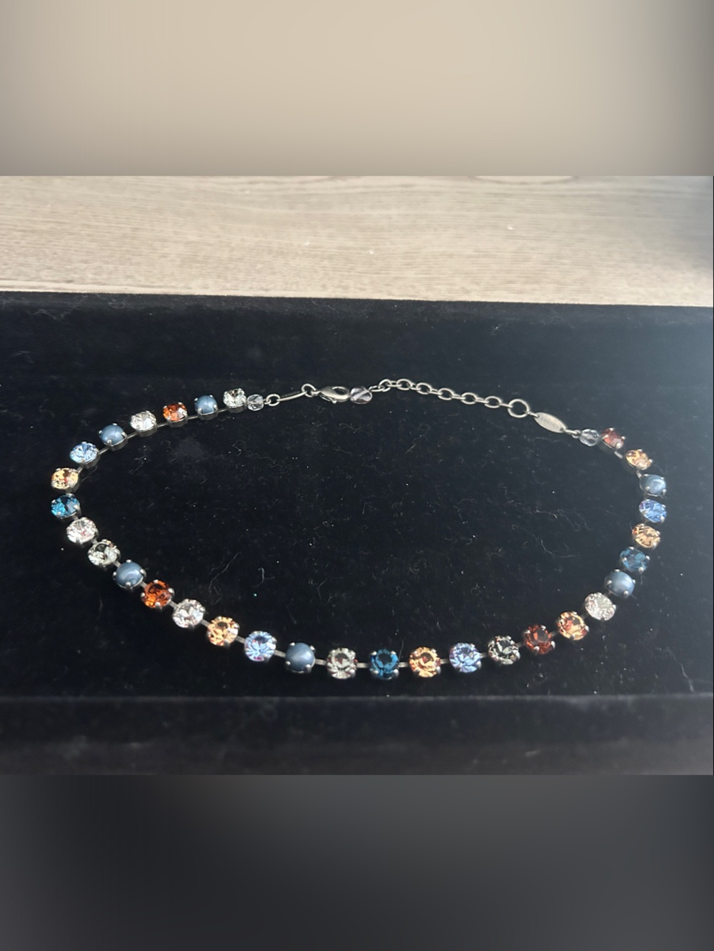 Sabika Multicolor Crystal Necklace with Blue, Amber & Clear Stones